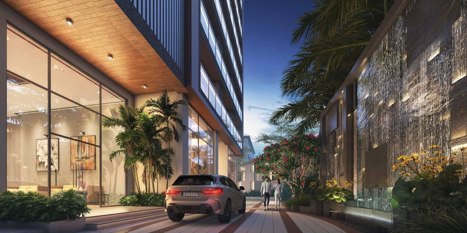 Arrival plaza and porte-cochère entrance at Signum Niva, Diamond Harbour Road Kolkata